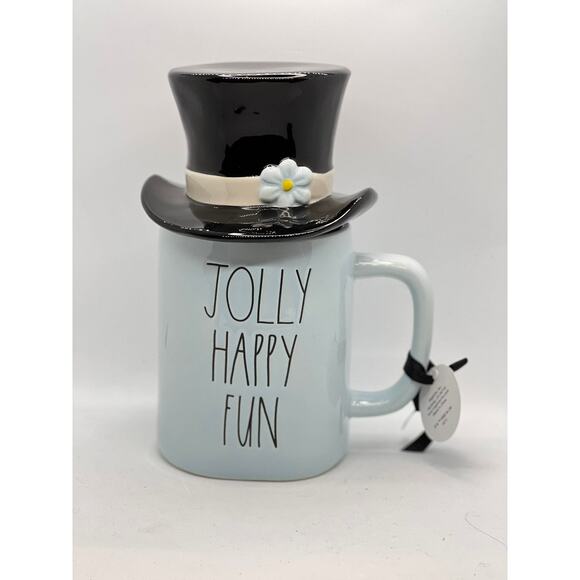 Rae Dunn Frosty Jolly Happy Fun Mug with Topper - Picture 1 of 3